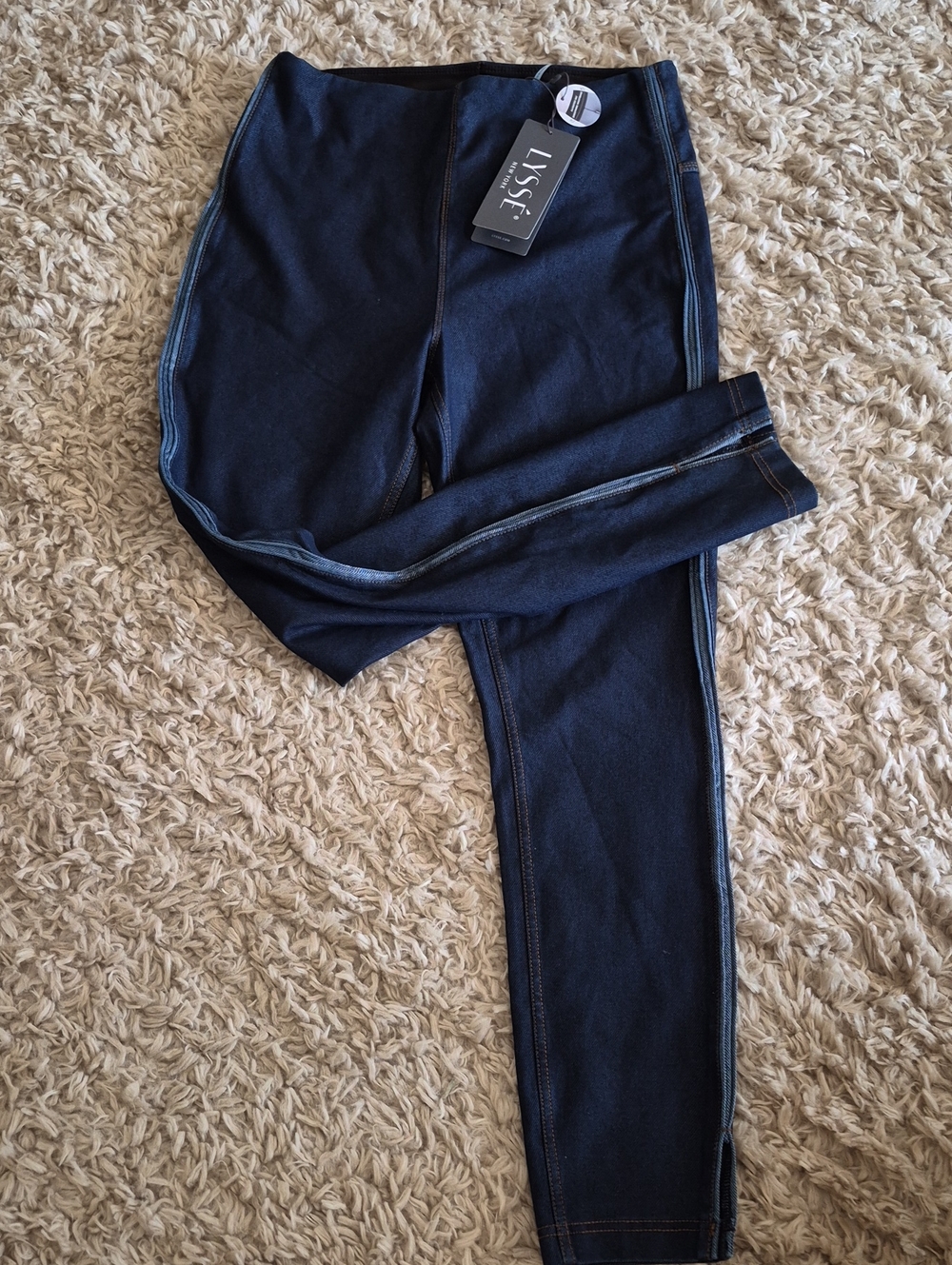 Lysse Dark Navy High-Rise Jeggings with Side Stitch